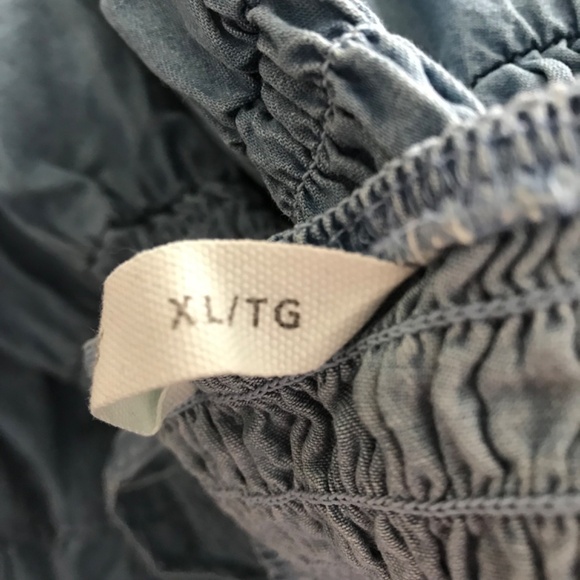 NWOT Bluenotes 100% Cotton Chambray Smocked Tiered Mini Dress XL With Pockets - Picture 14 of 14